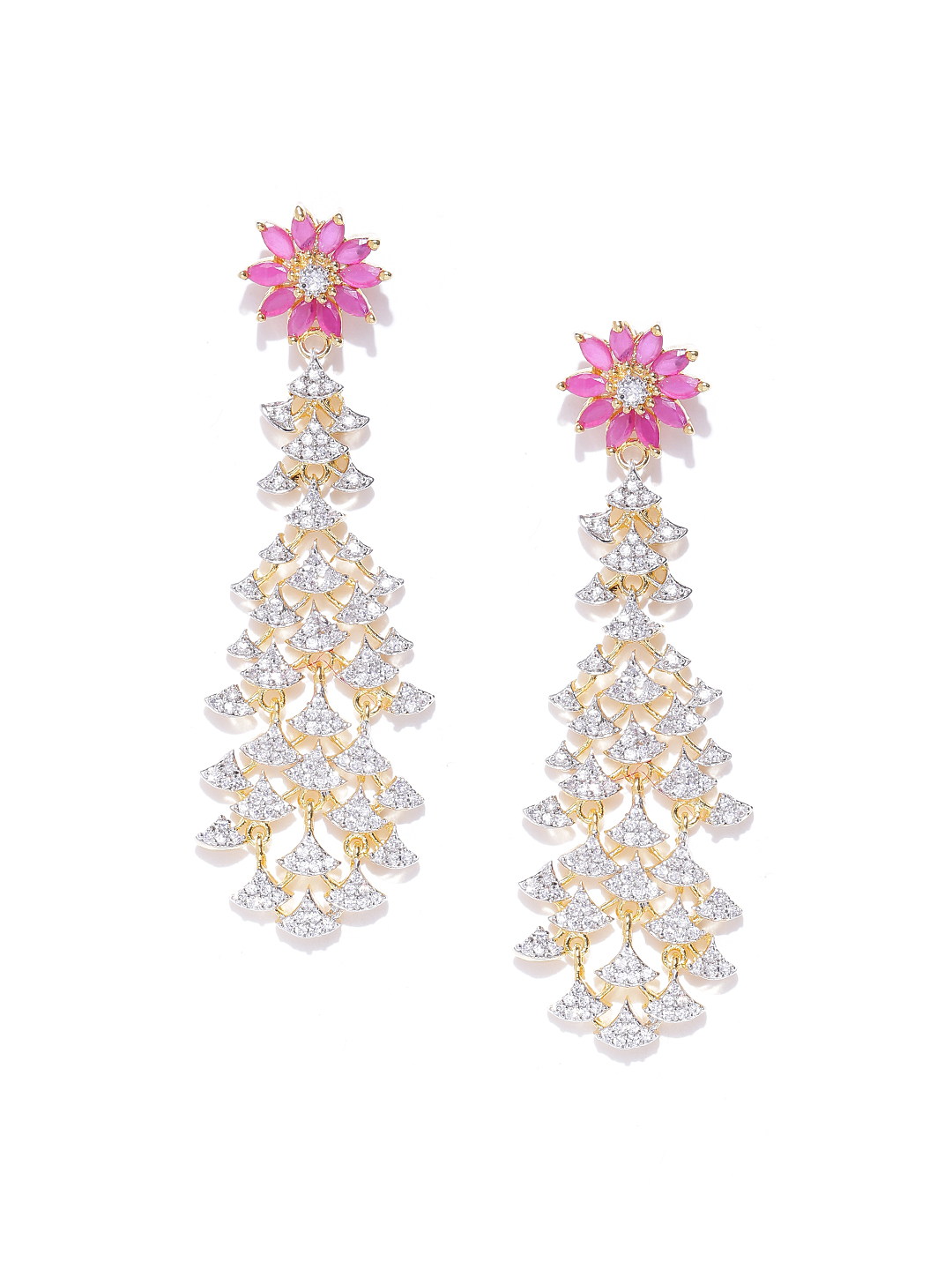 YouBella Gold-Plated Stone-Studded Drop Earrings